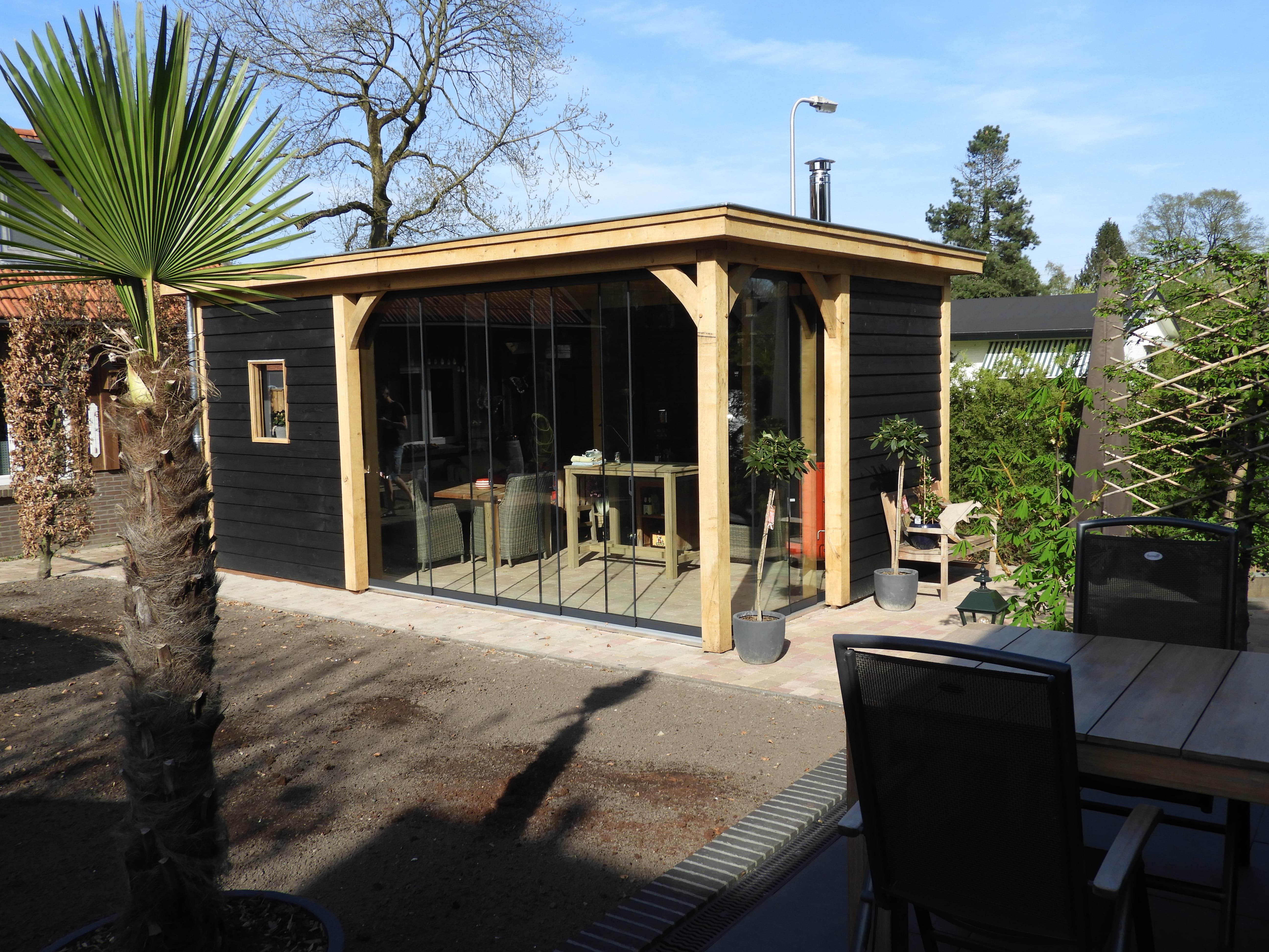 houten tuinkamer met glazen schuifwanden 3 Vechtdalbouwsystemen