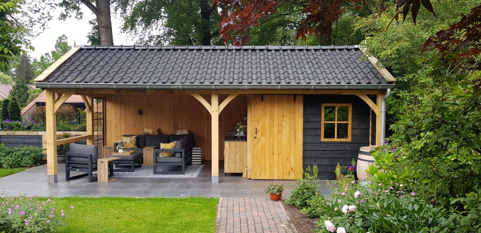 Luxe Houten Tuinhuis met veranda. Vechtdalbouwsystemen